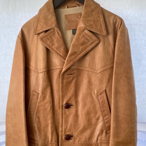 J Crew tan leather pea coat - Picture 4 of 11